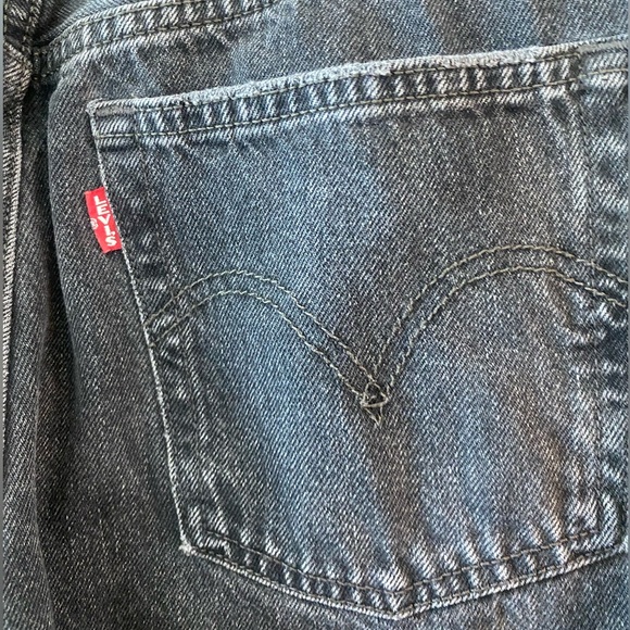Levis 501 S High-Rise Grunge Button Fly Distressed Black Jeans W27 L28 - Picture 5 of 11